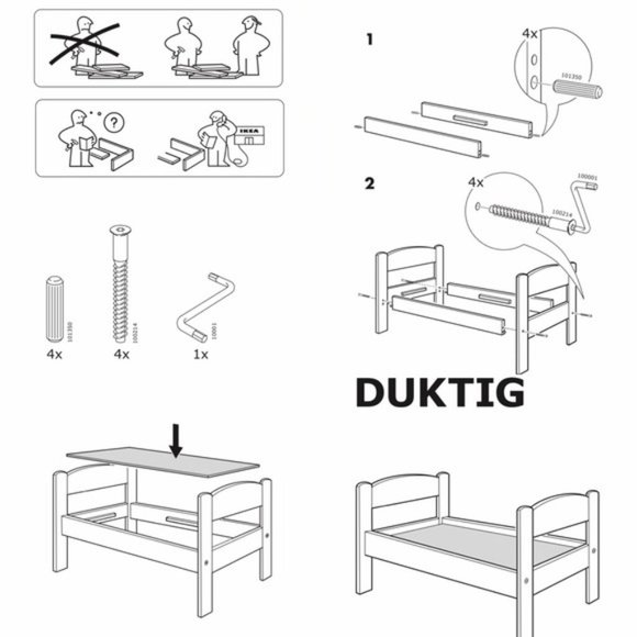 IKEA DUKTIG Pet bed with bedlinen set, pine, multicolor - Picture 16 of 17